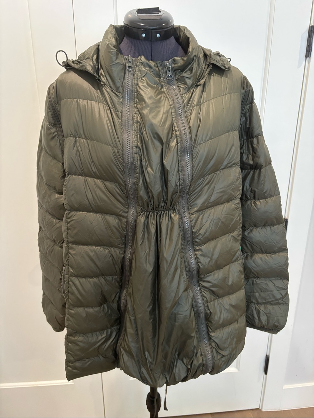Modern Eternity Olive Quilted Puffer Jacket with Hood